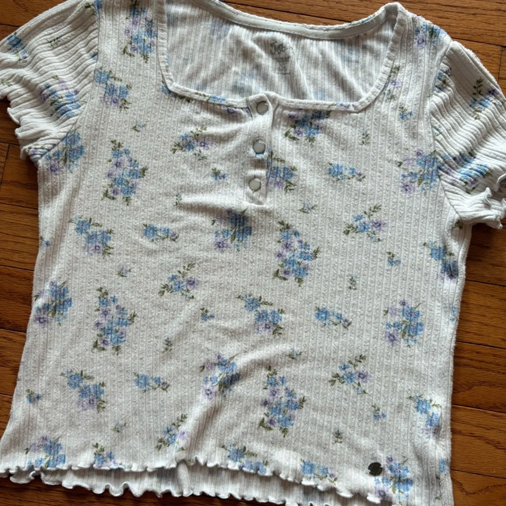 Justice Girls Floral Ribbed Top
